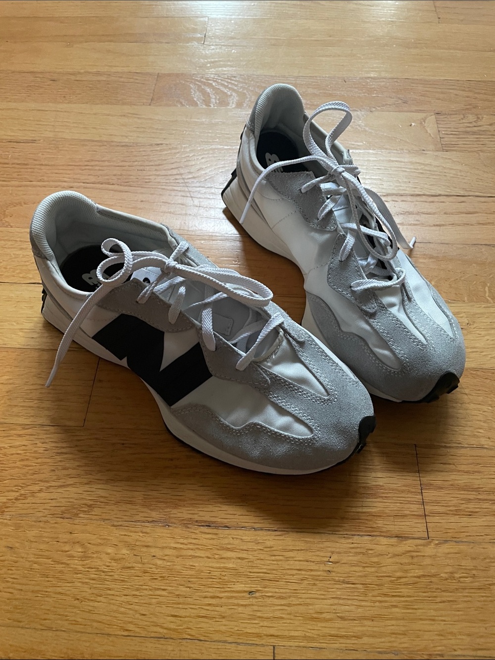 New Balance White & Gray 327 Sneakers